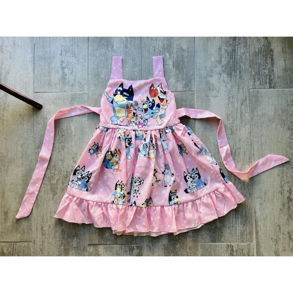 Los Angeles Boutique Girls Pink Bluey Bingo Twirl Swing Dress Princess Party 5-6